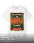 Welcome to LA Crapital of Corruption T-Shirt | Funny Hollywood Satire Tee | Vintage Graphic Unisex Garment Dyed Shirt-Comfort Colors 1717